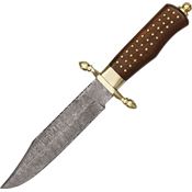 Damascus M1058 Brass Pin Bowie Fixed Blade Knife