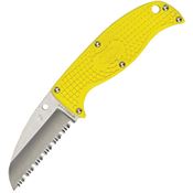 Spyderco FB31SYL Enuff Salt Steel Serrated Edge Sheepsfoot Fixed Blade Knife with Yelow FRN Handles