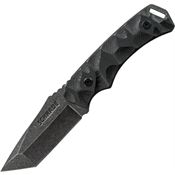 Schrade HF15 Black Stonewash Finish Fixed Blade Knife with Black Scalloped G-10 Handles