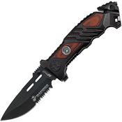 USMC 1023WD Rescue Assisted Opening Part Serrated Drop Point Linerlock Folding Pocket Knife