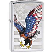 Zippo 28449 Eagle Flag with High Polish Chrome Finish