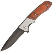 China Made 3611 Assisted Opening Linerlock Folding Pocket Black Finish Stainless Blade Knife with Brown Pakkawood Handles