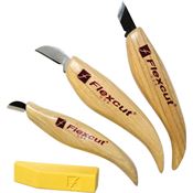 Flexcut FLEXKN115 3-Piece Chip Carving Set with Ergonomic Wood Handle