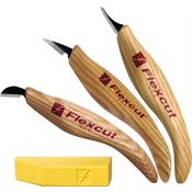 Flexcut FLEXKN400 Slim-Handle Detail Knife Set with Ergonomic Wood Handle