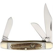 Hen & Rooster HR333DS Stockman Deer Stag Stainless Folding Pocket Knife with Deer Stag Handle