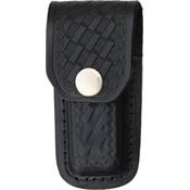 Sheath 1142 Folding Knife with Black Leather Embossed Basketweave Design