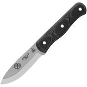 TOPS DFLY45 Dragonfly Fixed Bead Blast Finish Blade Knife with Black Canvas Micarta Handles
