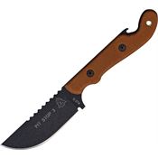 TOPS PSK01 Pit Stop 3 Fixed Black Traction Coating Blade Knife with Tan Canvas Micarta Handles