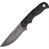 TOPS TEX4 Tex Creek Hunter Fixed Black River Wash Blade Knife with Black Canvas Micarta Handles