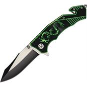China Made 300256GN Dragon Rescue Linerlock Folding Pocket Knife with Lime Green Aluminum Handles