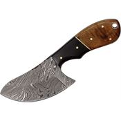 Damascus 1062 Butcher Fixed Damascus Steel Blade Knife with Brown Wood and Black Buffalo Horn Handles