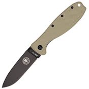 ESEE KR1DTB Zancudo Framelock Folding Pocket Knife with Desert Tan Glass Filled Nylon Front and Black Finish Stainless Back Handle