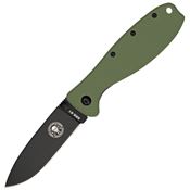 ESEE KR1ODB Zancudo Framelock Folding Pocket Knife with OD Green Glass Front and Black Finish Stainless Back Handle