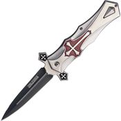 Tac Force 817RD Celtic Cross Linerlock Fixed Blade Knife with Silver Composition Handle