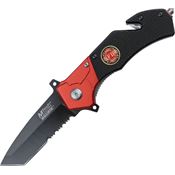 MTech A836FD Fire Department Rescue Assisted Opening Part Serrated Tanto Point Linerlock Folding Pocket Knife