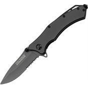 Tac Force 820GY Speedster Assisted Opening Part Serrated Linerlock Folding Pocket Knife with Gray Aluminum Handles