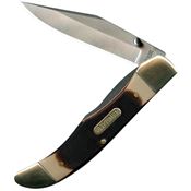 Schrade H223OT Old Timer Pioneer Clip Point Linerlock Folding Pocket Knife with Brown Sawcut Bone Handles
