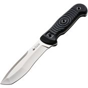 Kizlyar 0221 Vendetta Fixed Satin Finish Blade Knife with 3D Textured Black G-10 Handles