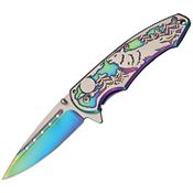 China Made 300269RB Wolf Rainbow Linerlock Folding Pocket Knife