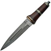 Damascus 1077 Dirk Fixed Damascus Steel Dagger Blade Knife with Brown Wood Handle