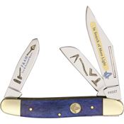 Frost 14797MAS2 Masonic Wrangler Folding Pocket Knife with Blue Smooth Bone Handle