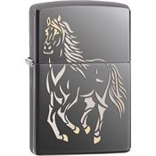 Zippo 28645 Running Horse Black Ice Lighter with An Unconditional Lifetime Guarantee