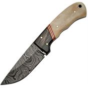 Damascus 1068 Skinner Fixed Damascus Skinner Blade Knife with White Smooth Bone Handles