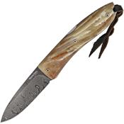 Lion Steel T8800DMN Opera Damascus Ram''s Horn Lockback Folding Pocket Knife