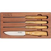 Lion Steel T9001SUL Lion Four Piece Steak Steel Knife Set with Wood Handle