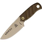 TOPS AJA03 Baja 3.0 Fixed Coyote Tan Finish Blade Knife with Green Canvas Micarta Handles