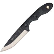 TOPS MSKGB Mini Scandi Fixed Partial Black Traction Coated Blade Knife with Green and Black Canvas Micarta Handles