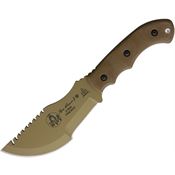 TOPS TBT01TAN Tom Tracker Coyote Tan Finish Fixed Blade Knife with Green Micarta Handles