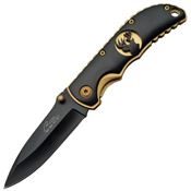 China Made 211193DE Golden Wildlife Series - Deer Drop Point Linerlock Folding Pocket Knife