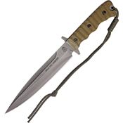 TOPS WPH07 Wild Pig Hunter Fixed Blade Knife with Tread Green Canvas Micarta Handles