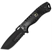 Army 1016BK Champ Fixed Black Finish Blade Knife with Black Grooved Aluminum Handles