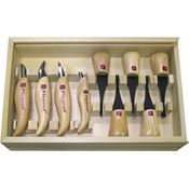 Flexcut KN700 Deluxe Palm and Knife Set Carbon Steel Blade with Wood Handle