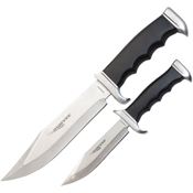 Humvee BC02BK Bowie Combo Fixed Blade Knife with Black Fingergrooved Pakkawood Handles - 2 Piece