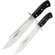 Humvee BC03BK Bowie Combo Fixed Blade Knife with Black Contoured Pakkawood Handles - 2 Piece