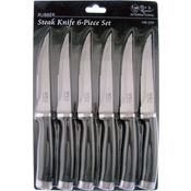 Hen & Rooster I039 Hen & Rooster International 6 Pc Steak knife Set with Black Contoured Rubberized Handle