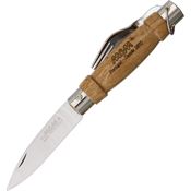 MAM 1B Folding Knife with Fork & Keyring and Beechwood Handle