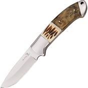 Elk Ridge 533 Drop Point Hunter Fixed Drop Point Blade Knife with Stag Bone and Burl Wood Handles