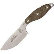 TOPS SWOOD35 Scandi Woodsman Fixed Tumble Finish Blade Knife with Green Canvas Micarta Handles