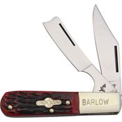 German Bull 113RPB Barlow Razor Folding Pocket Knife with Red Pick Bone Handle