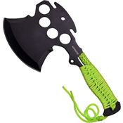 Z-Hunter AXE2 One-Piece Black Finish Stainless Construction Axe with Green Cord Wrapped Handle
