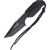 China Made 4282 Survivor with Firestarter Fixed Black Finish Blade Knife with Black Cord Wrapped Handle