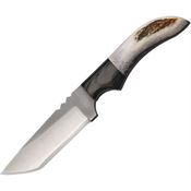 Anza JWK1E Anza Fixed Tanto Blade Knife with Black Canvas Micarta Bolster Elk Handle