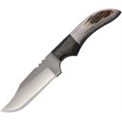 Anza JWK2E Fixed Clip Point Blade Knife with Black Canvas Micarta Bolster Elk Handle