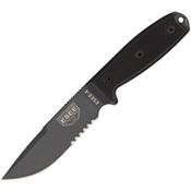 ESEE 4SCPTGB Model 4 Serrated Tactical Fixed High Carbon Steel Blade Knife with Removable Black Micarta Handles