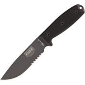 ESEE 4STGB Model 4 Serrated Tactical Fixed Blade Knife with Removable Black Micarta Handles