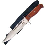 Frost 18306PW 9 1/2 Inch sawback blade Knife with Brown Pakkawood Handle